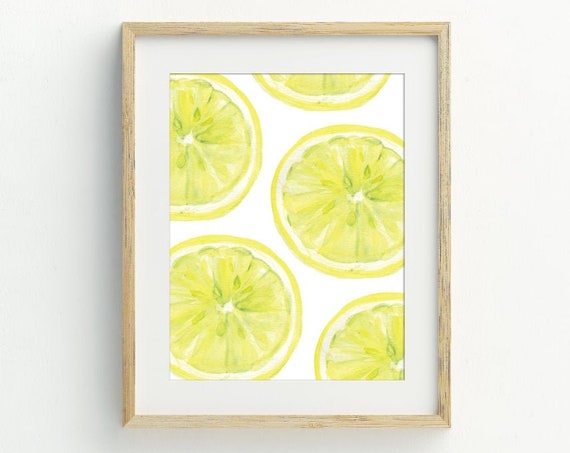 Lemon Fruit Art Print, Kitchen Wall Decor