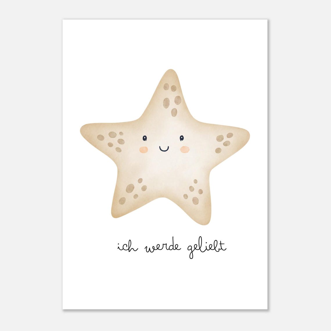 Cute Smiling Starfish 'I Am Loved' Affirmation Nursery Wall Poster - Image 2