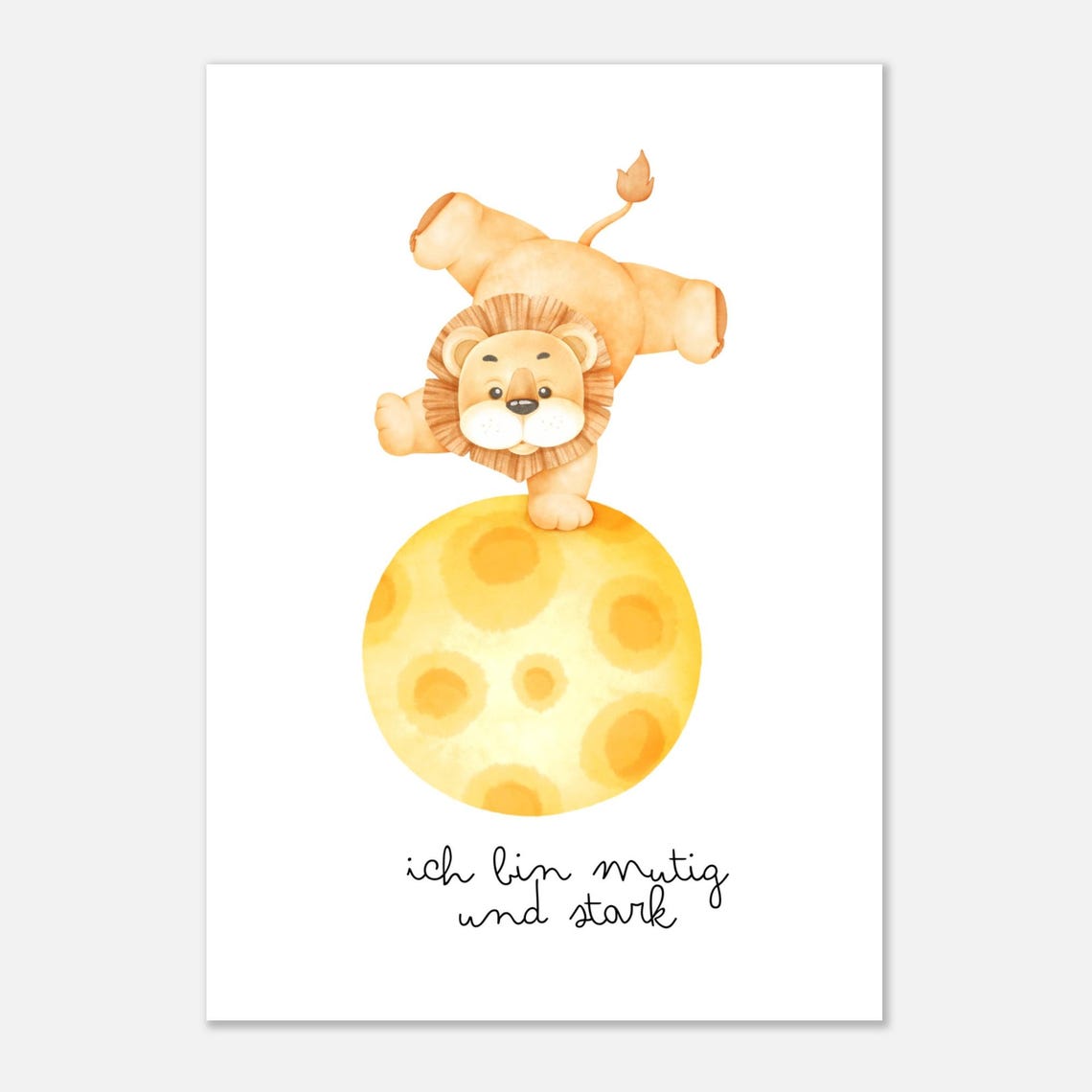 Playful Lion Cub Handstand 'Brave And Strong' Kids Room Poster - Image 2