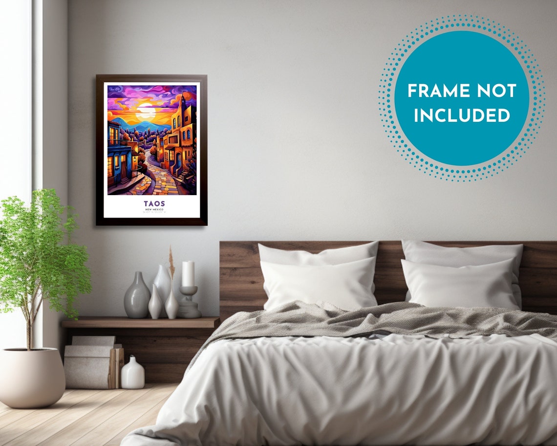 Taos New Mexico Art Nouveau Travel Poster Taos Print Taos Wall Art Taos Painting Taos Gift New Mexico Print Southwest Desert Art - Image 4