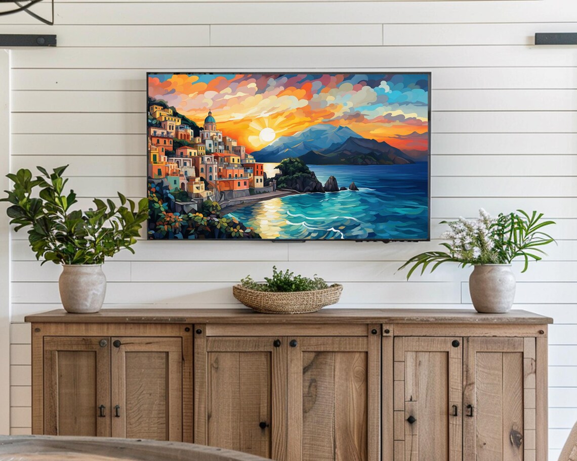 Amalfi Coast Italy Seaside Village Sunset Mediterranean Sea Poster - Image 4