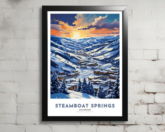 Steamboat Springs Colorado Snowy Valley Sunset Ski Art Poster