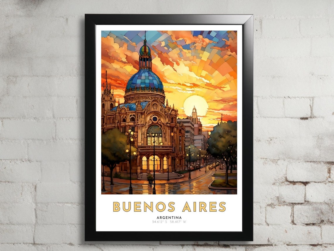 Buenos Aires Argentina Historic Dome Building Sunset City Poster