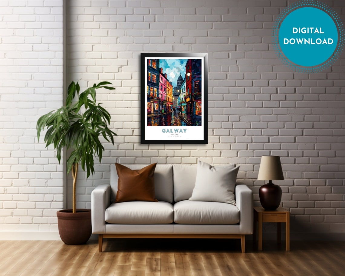 Galway Travel Poster Of Ireland Art Nouveau Gift For Lovers Of Galway Ireland Wall Art Decor Of Galway Painting - Image 4