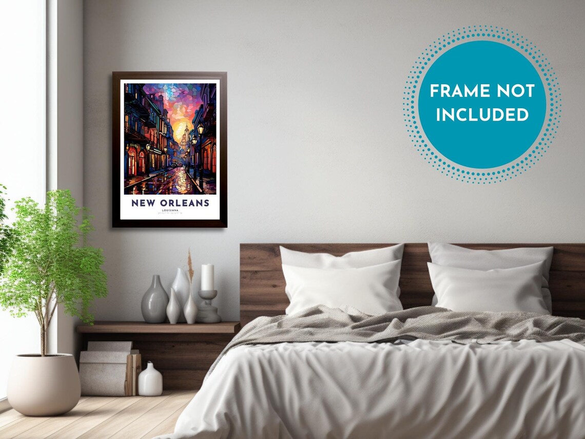 New Orleans Louisiana French Quarter Stained Glass Travel Poster - Image 3