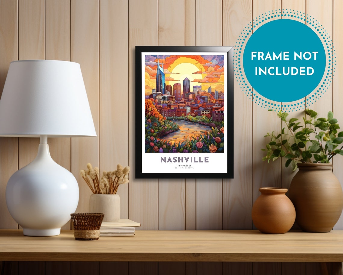 Nashville Tennessee Art Nouveau Travel Poster Nashville Print Nashville Wall Art Nashville Painting Nashville Gift Tennessee Print - Image 3
