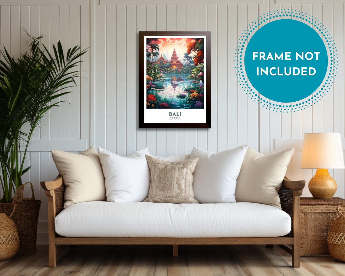Bali Travel Poster Of Indonesia Art Nouveau Gift For Lovers Of Bali Indonesia Wall Art Decor Print Of Island Of Gods Painting - Image 2