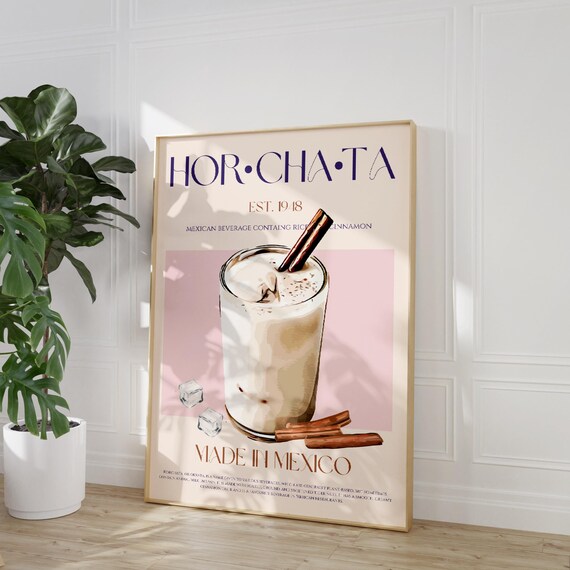 Horchata Mexican Cinnamon Drink Mid Century Exhibition Art Poster