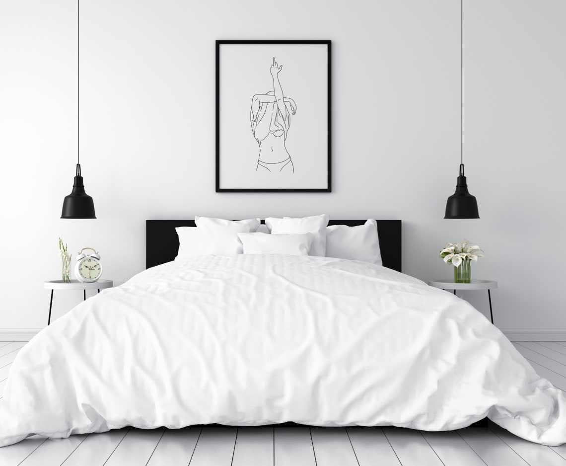 Woman Giving Middle Finger Minimalist Line Art Attitude Poster - Image 2