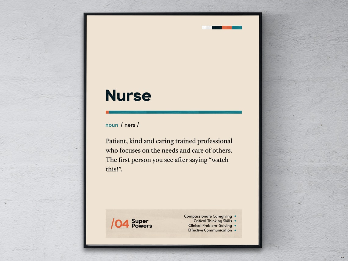 Nurse Funny Definition Dictionary Art Office Coworker Gift Poster