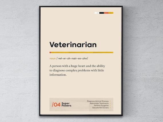 Veterinarian Definition Vet Gift Animal Doctor Office Wall Art