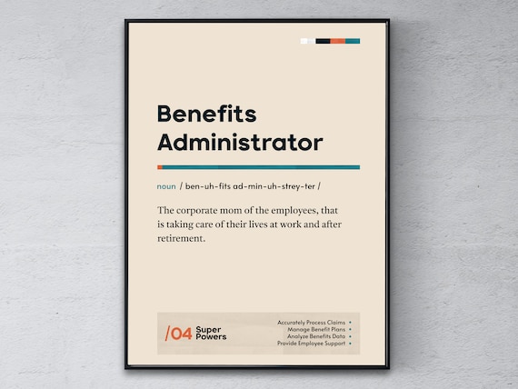 Benefits Administrator Definition Cream Minimalist Office Gift Poster