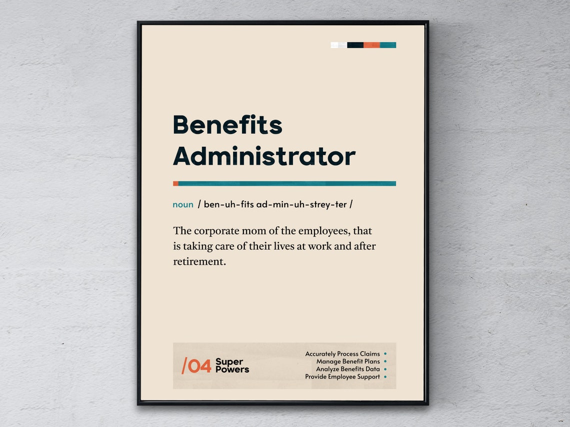 Benefits Administrator Definition Cream Minimalist Office Gift Poster