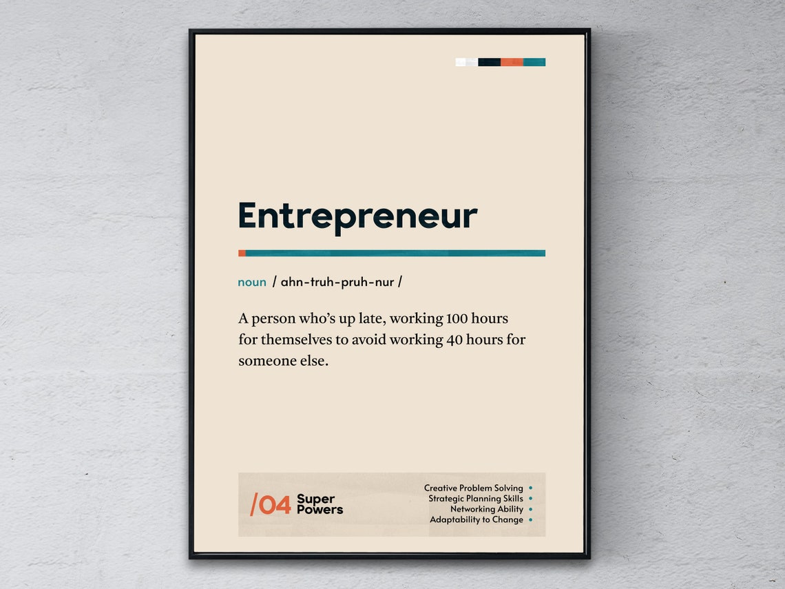 Funny Entrepreneur Dictionary Definition Poster Business Gift