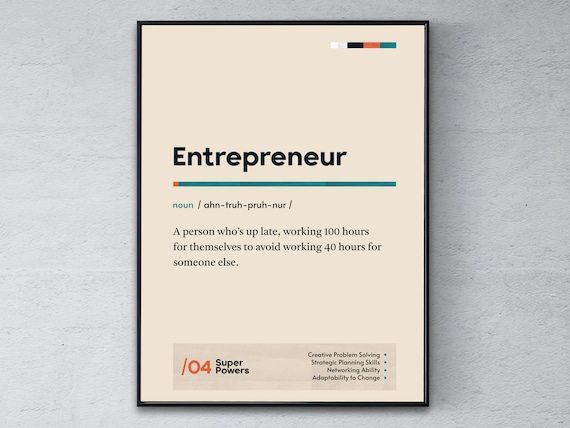 Funny Entrepreneur Dictionary Definition Poster Business Gift