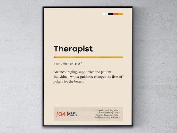 Therapist Definition Cream Minimalist Dictionary Style Office Gift Poster