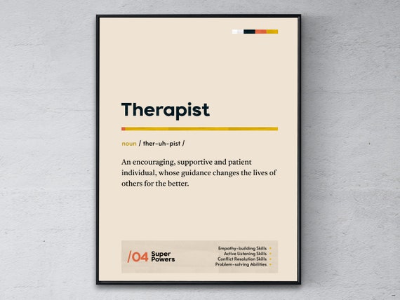 Therapist Definition Poster Counselor Graduation Print Funny Modern Office Gift Psychotherapist Coworker Wall Art