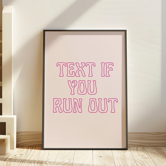 Text If You Run Out Minimalist Bathroom Art Print Modern Funny Pink Wall Decor For Bathroom Laundry Room Or Guest Toilet Gift