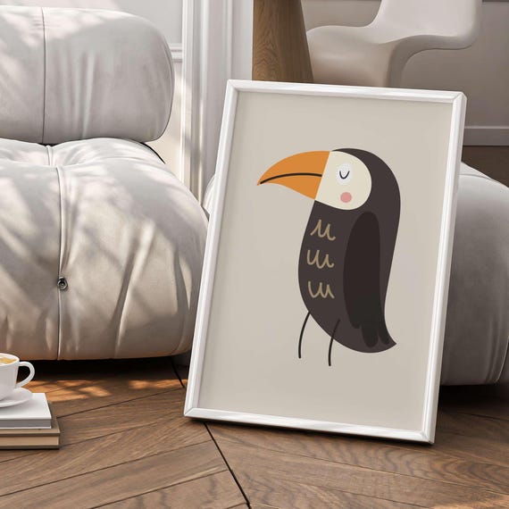 Adorable Toucan Nursery Wall Art Jungle Animal Safari Bird Kids Room Decor
