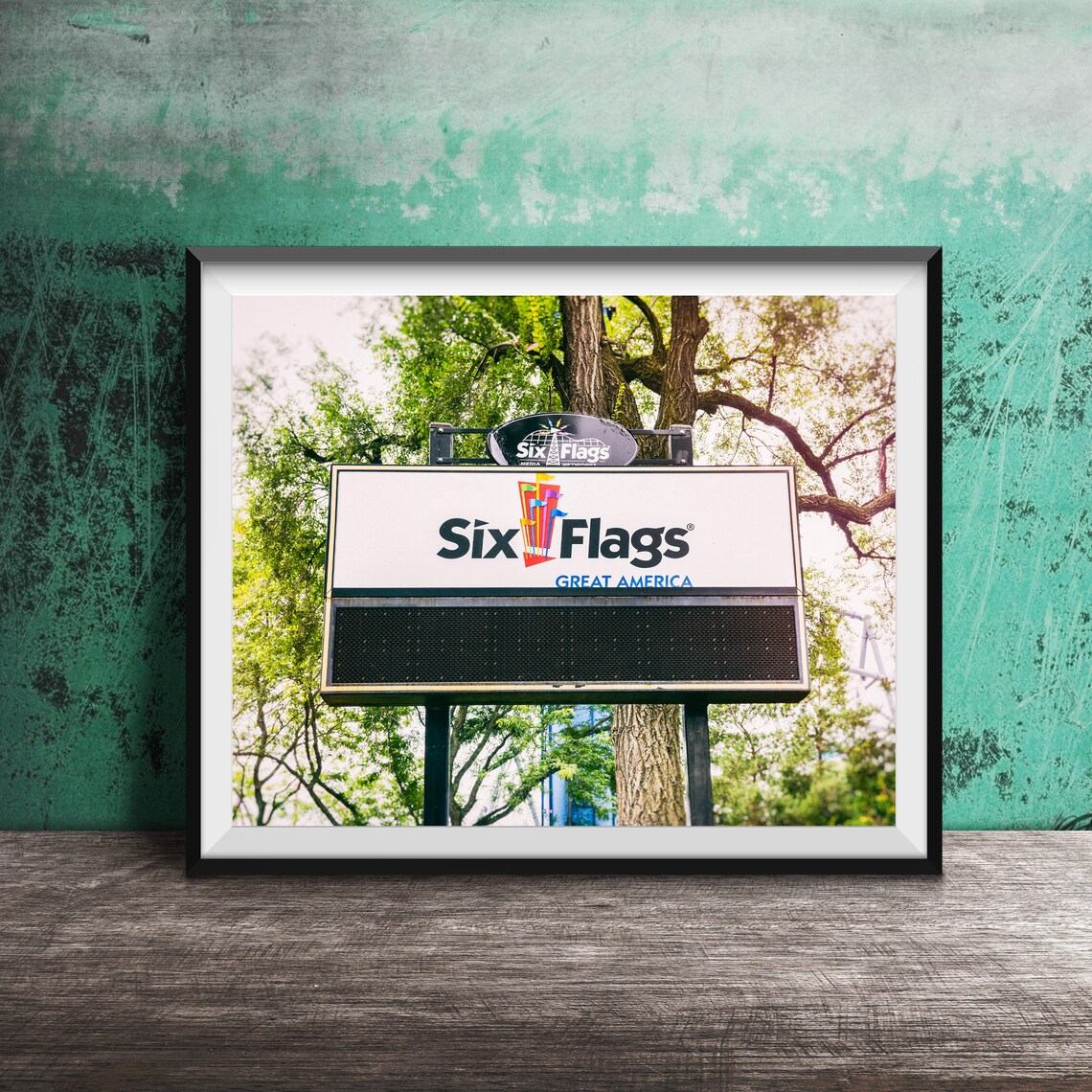 Six Flags Great America Entrance Sign Amusement Park Photo Poster