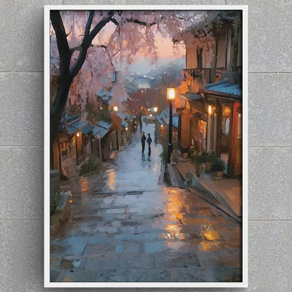 Kyoto Cherry Blossom Street Art Japanese Spring Wall Decor Japan Travel Artwork