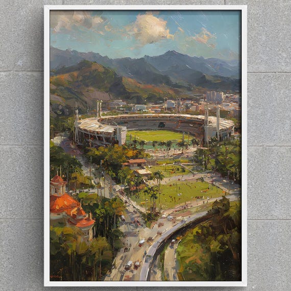 Maracan Stadium Art Print Rio De Janeiro Cityscape Brazil Football Painting Iconic Sports Venue Wall