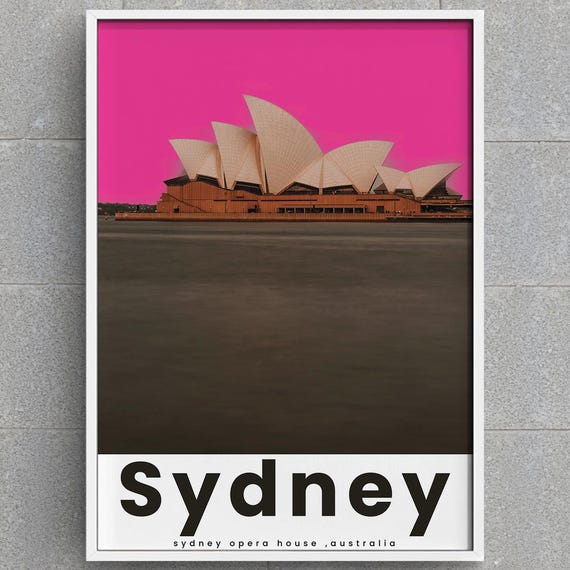 Sydney Opera House Print Australia Travel Poster Modern Wall Art Architecture Australian Decor