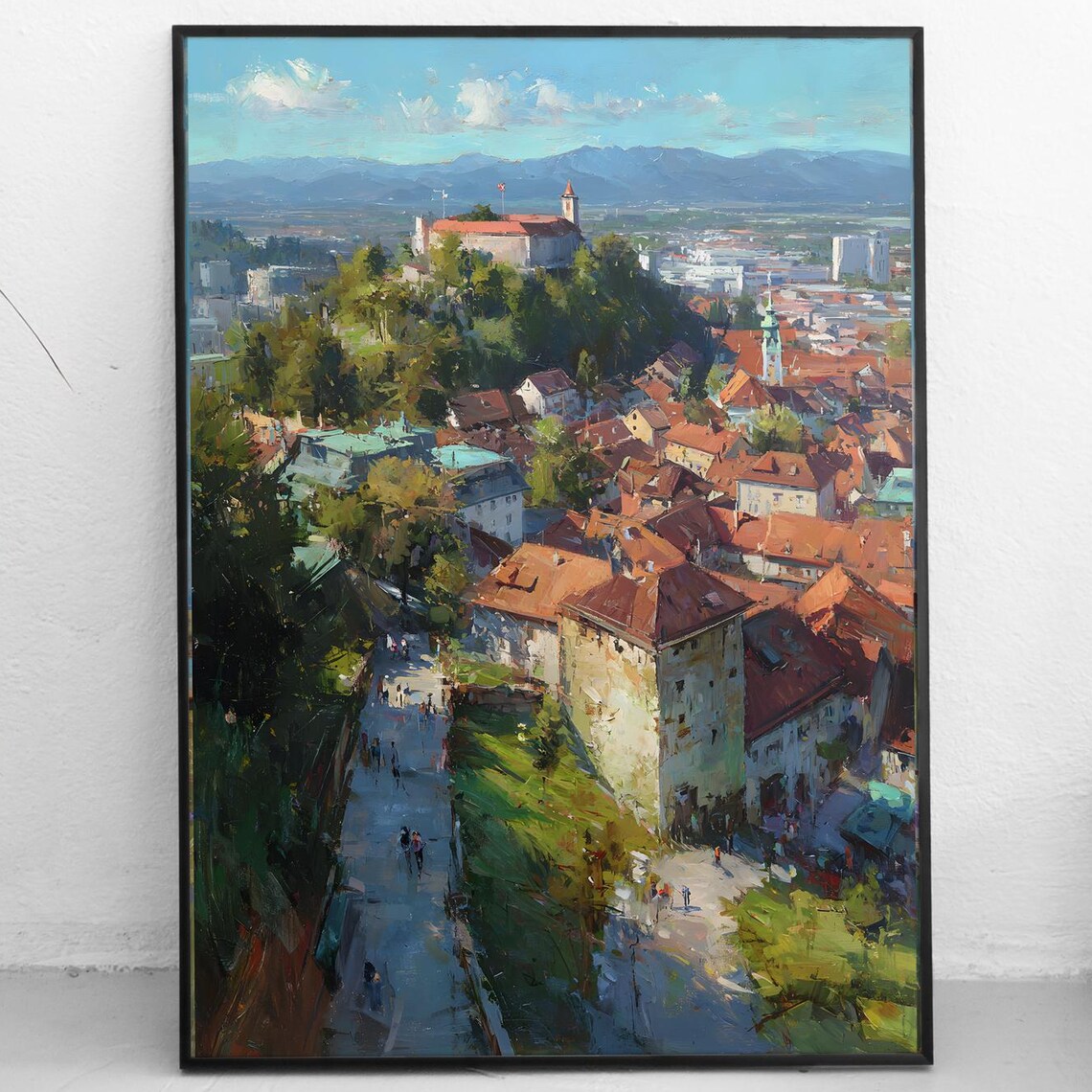 Ljubljana Castle Hill Old Town Red Roofs Slovenia Cityscape Poster
