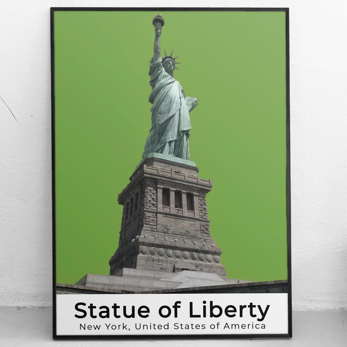 Statue of Liberty New York Lime Green Pop Art Landmark Poster