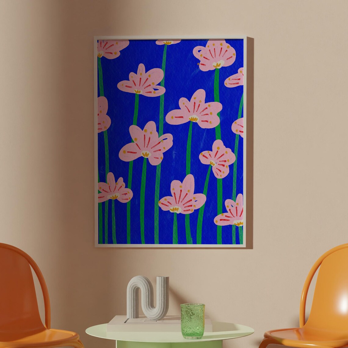 Colorful Floral Art Print, Eclectic Dopamine Decor