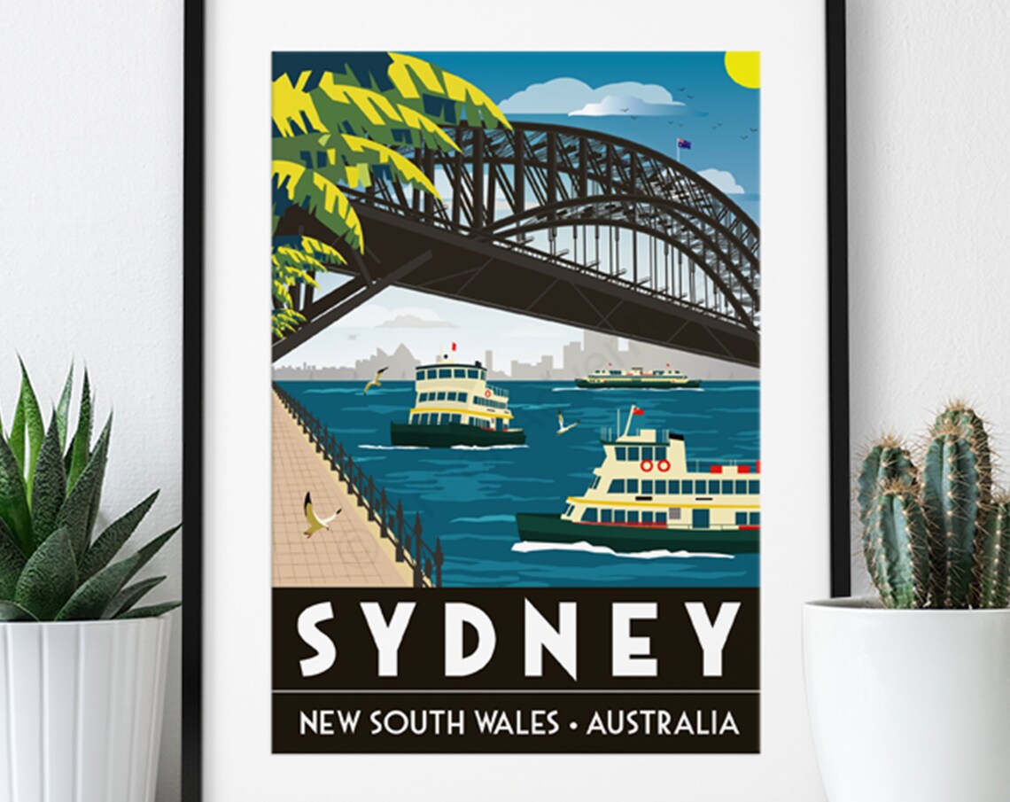 Harbour Bridge Sydney Vintage Travel Poster Art Print