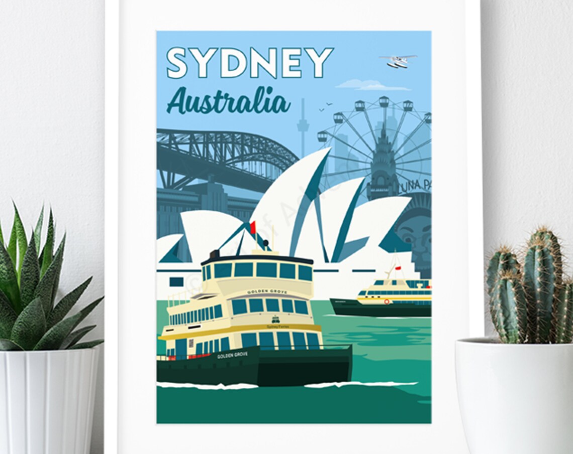 Sydney, Australia Vintage Travel Poster Art Print