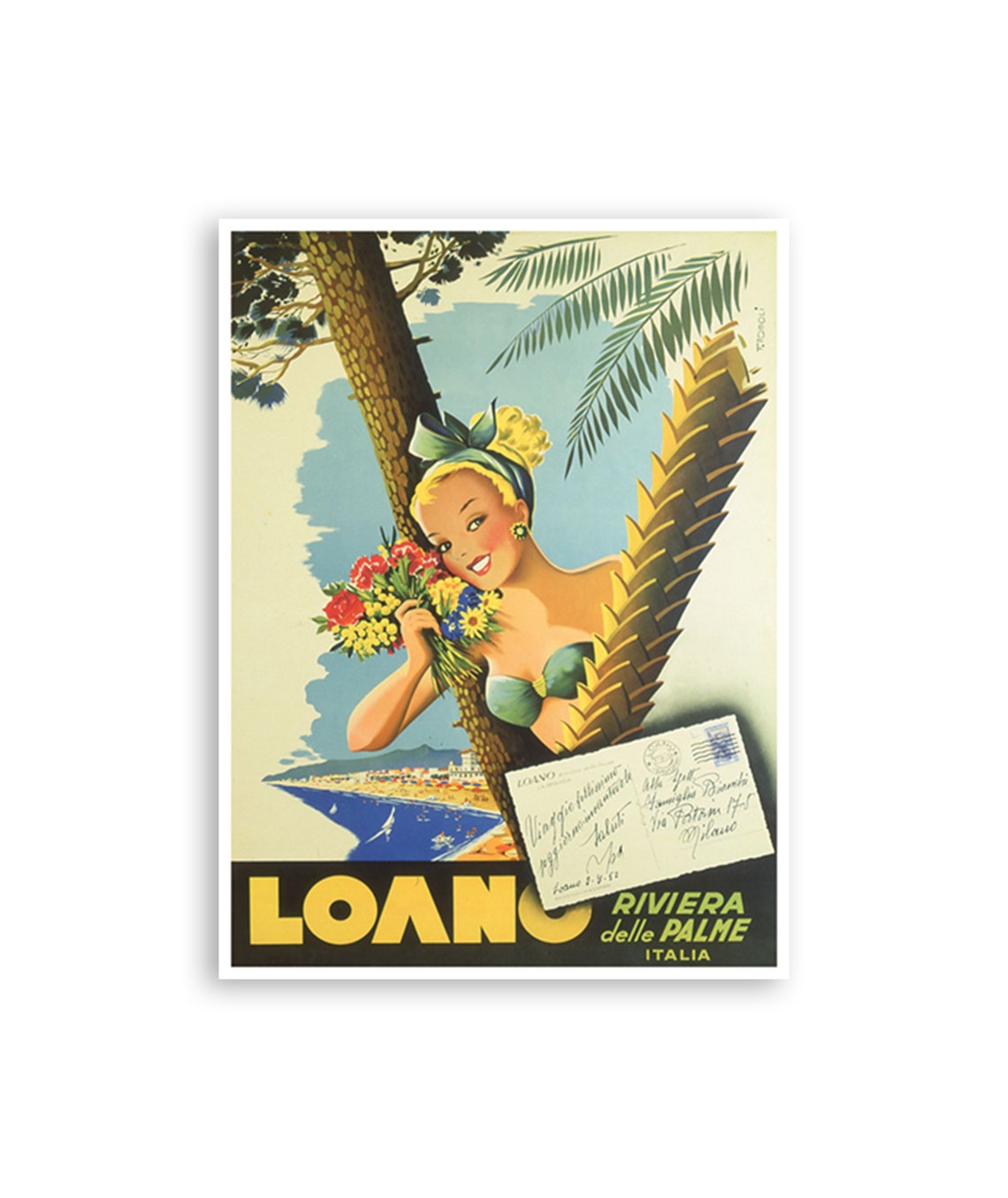 Loano Riviera delle Palme Vintage Italian Beach Travel Poster