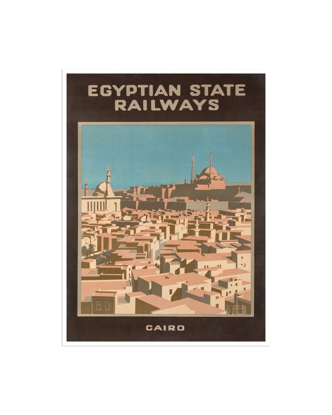 Cairo Egypt State Railways Vintage Travel Poster of the Old City