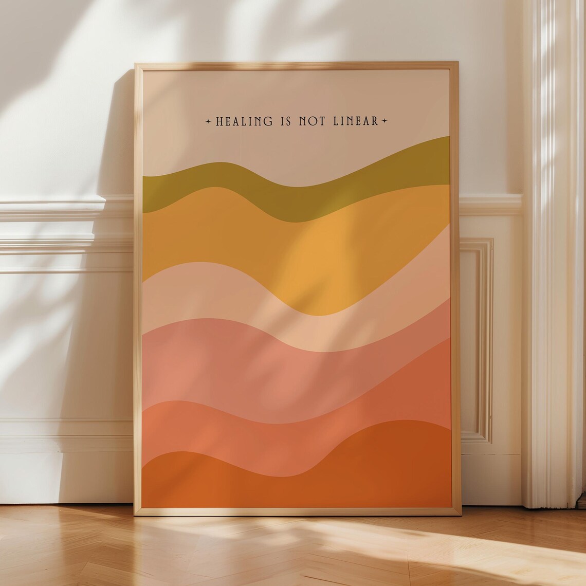 Healing Is Not Linear Typography Print, Therapy Office Decor