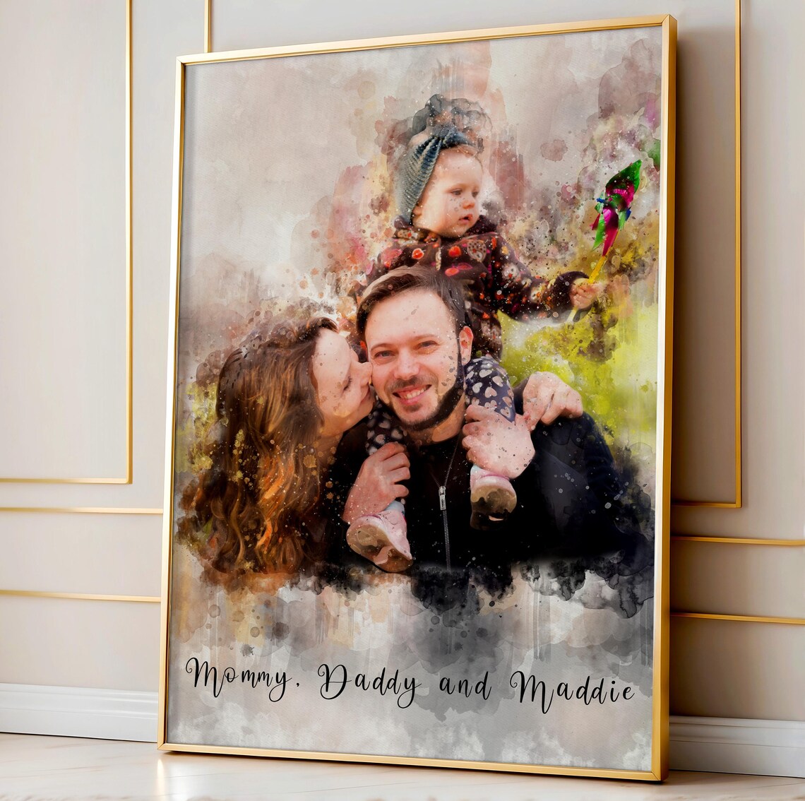 Personalised Mothers Day Gift Watercolour Family Portrait Mom Gift Birthday Gift Painting From Photo Gift For Mum Mothers Day Print - Image 2