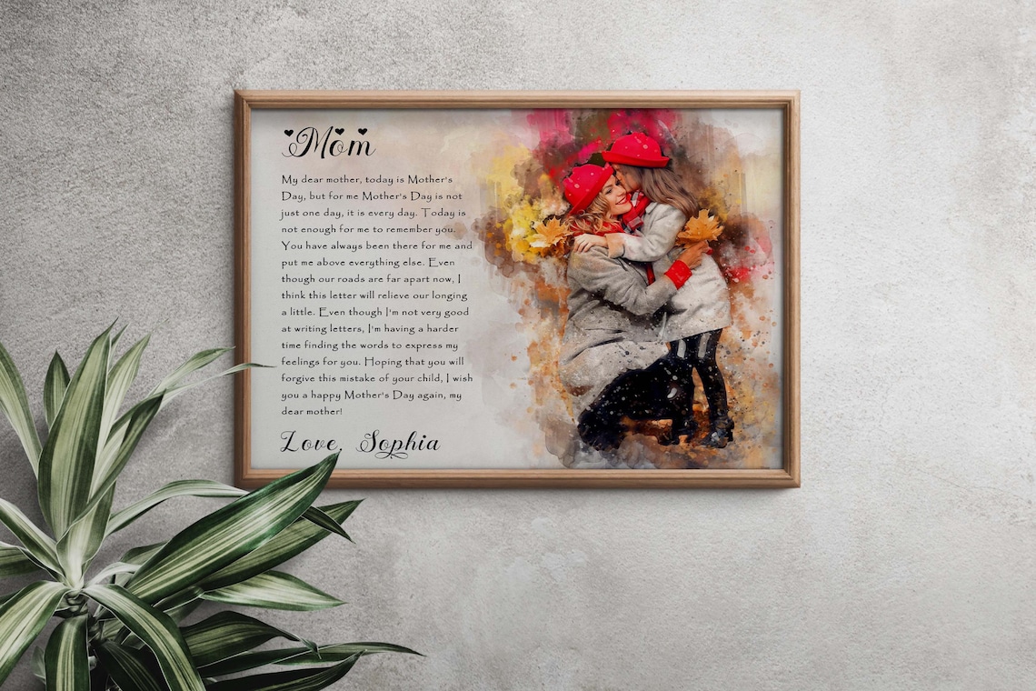 Mother Daughter Autumn Watercolor Mother's Day Letter Poster