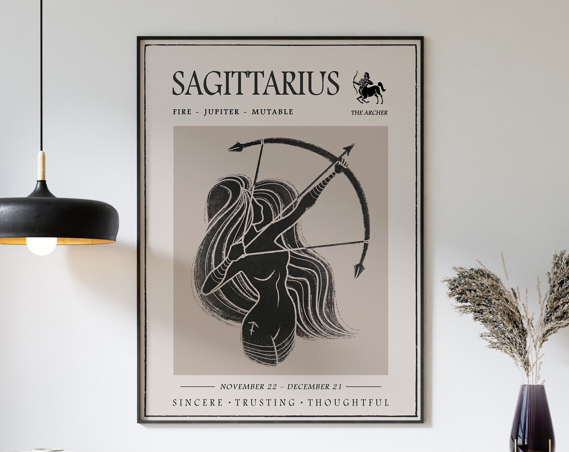 Sagittarius Star Sign Poster, Boho Astrology Art Print - Image 3