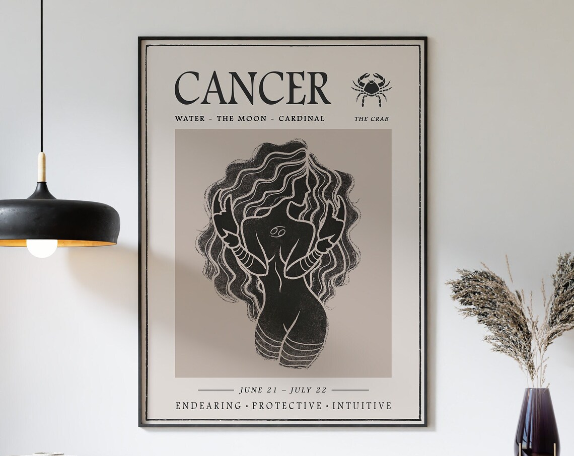 Cancer Star Sign Boho Astrology Art Print - Image 3