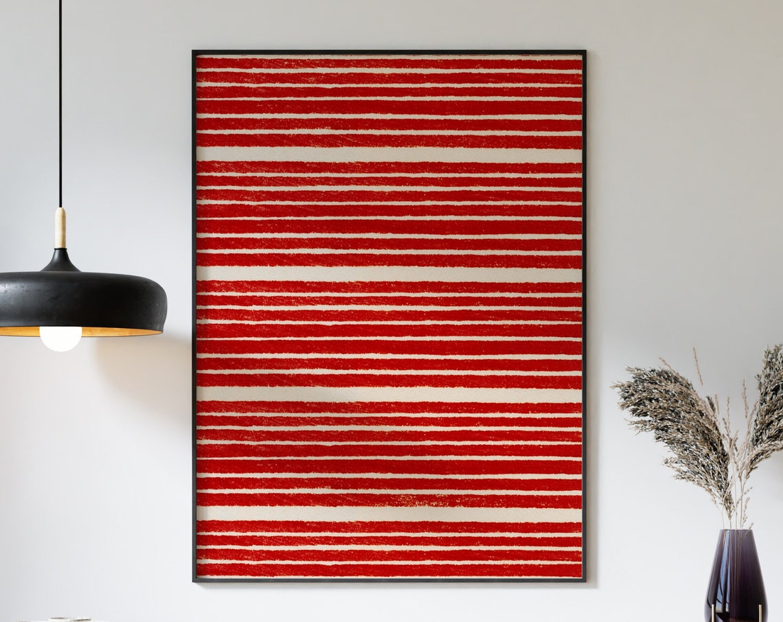 Red Stripes Abstract Textile Pattern Modern Minimalist Poster Art