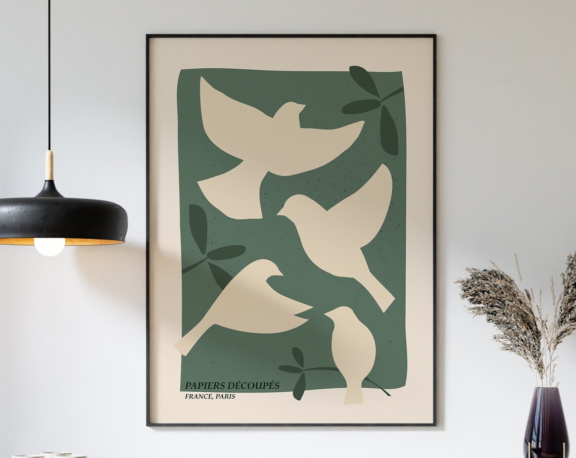 Dove Illustration Bird Wall Art, Floral Poster - Image 3