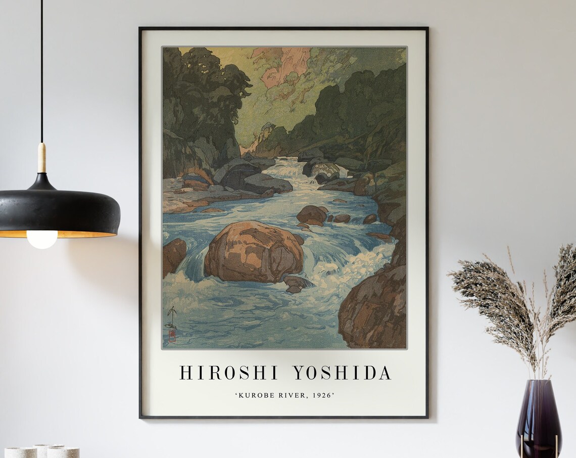 Hiroshi Yoshida Kurobe River Rapids 1926 Japanese Woodblock Art Poster - Image 3