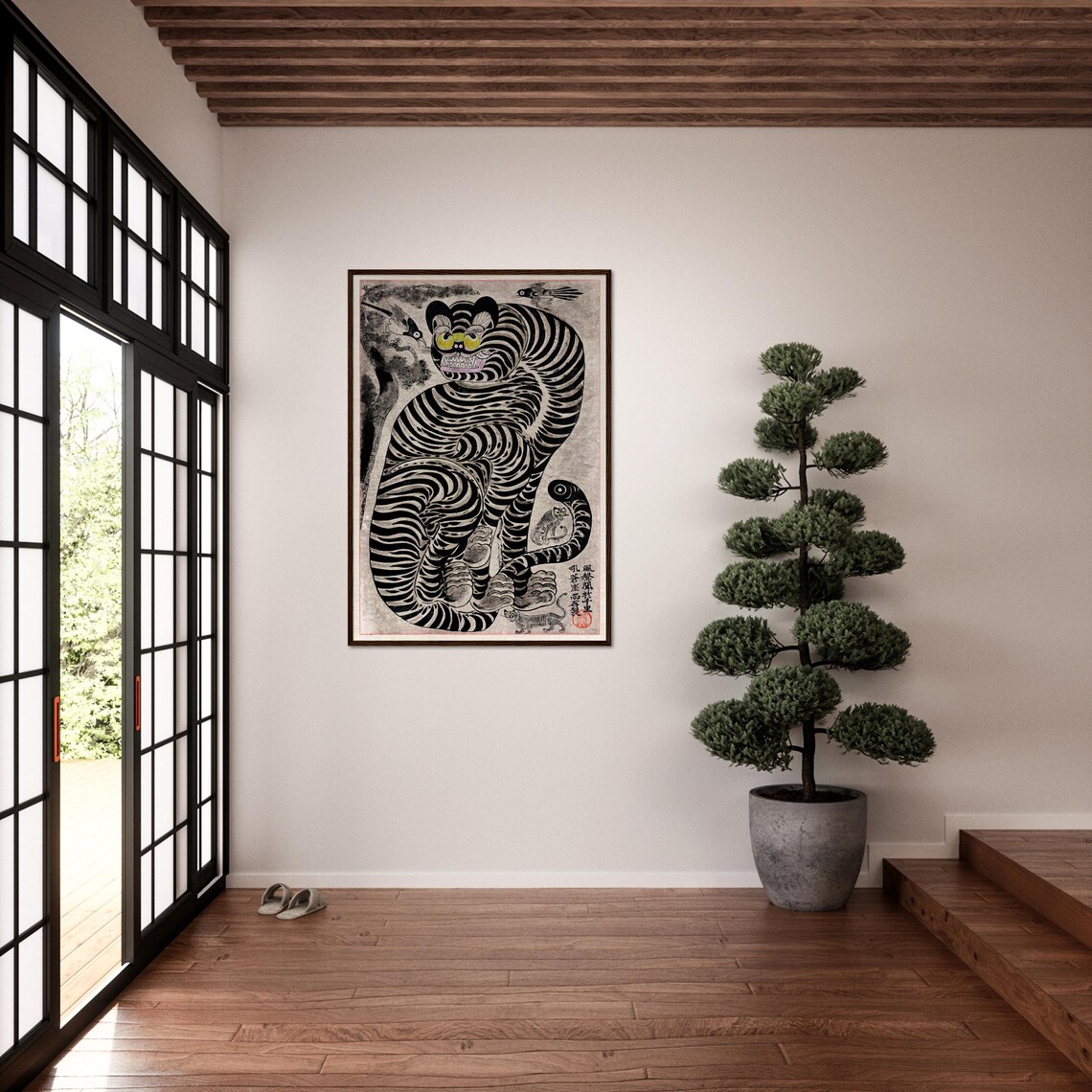 Japanese Tiger Ukiyo-E Moonlight Art Print - Image 2