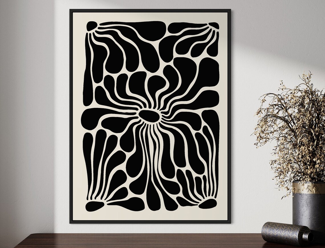 Abstract Botanical Poster, Vintage Neutral Decor