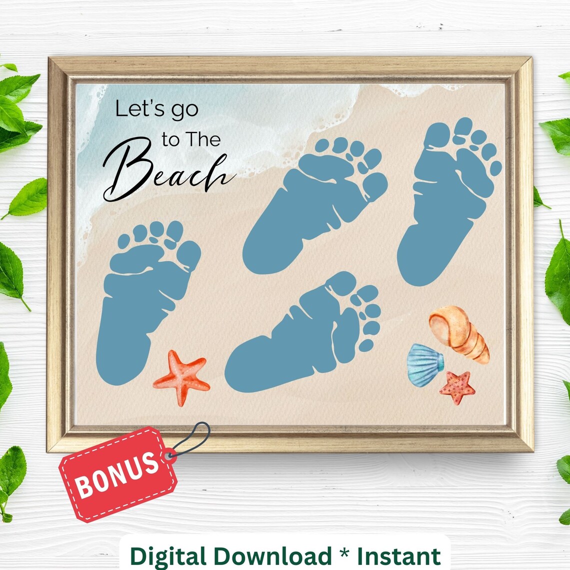 Summer Beach Footprint Craft, Kids Craft Art Print