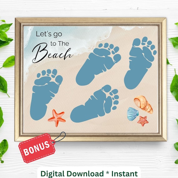 Summer Beach Footprint Craft, Kids Craft Art Print