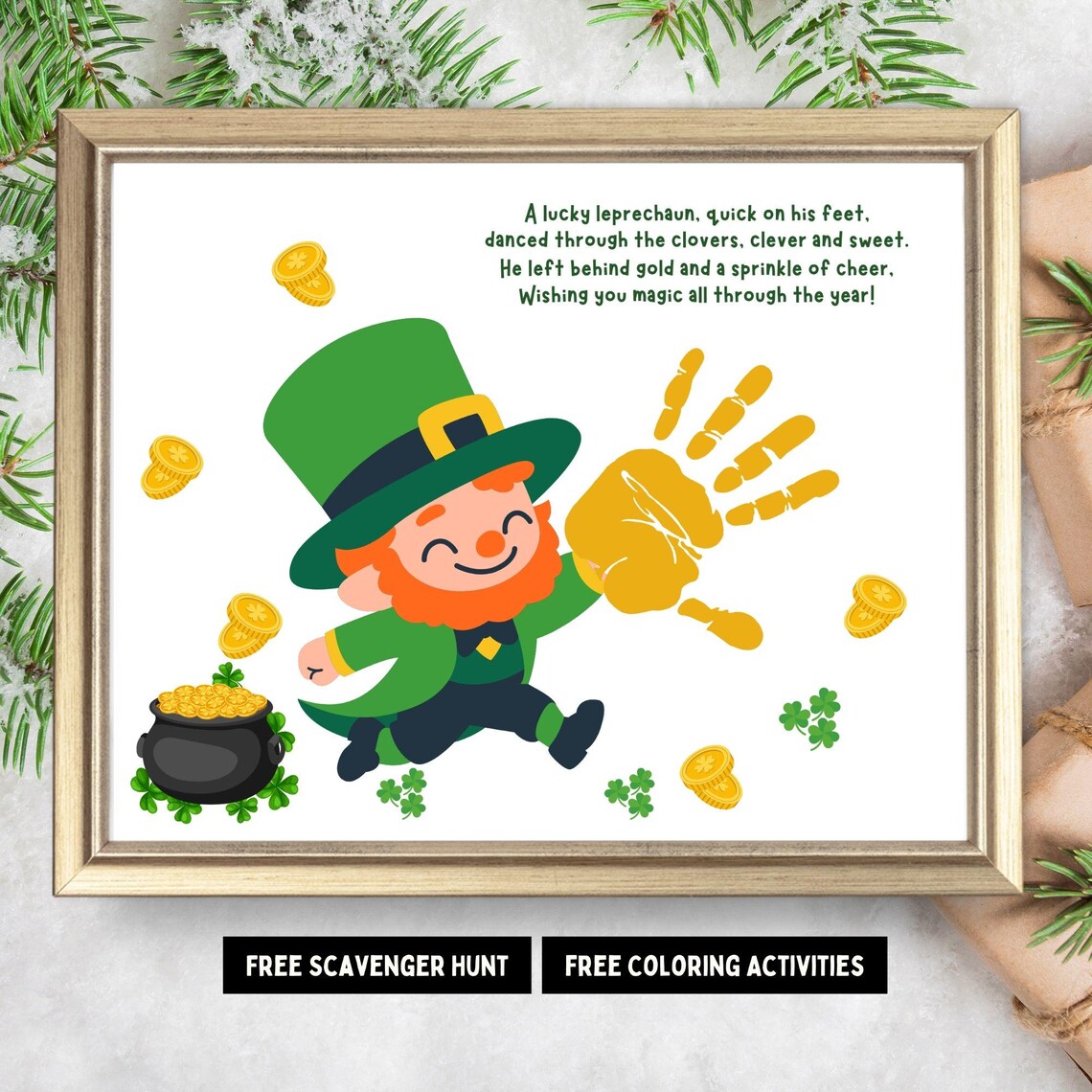 Leprechaun Handprint Poem St Patricks Day Art Print