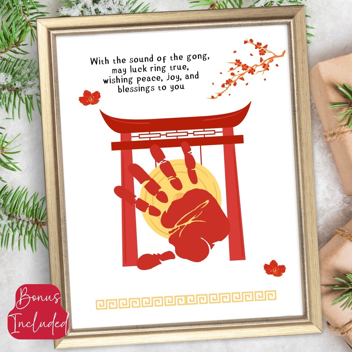 Chinese New Year Handprint Craft 2025 Art Print