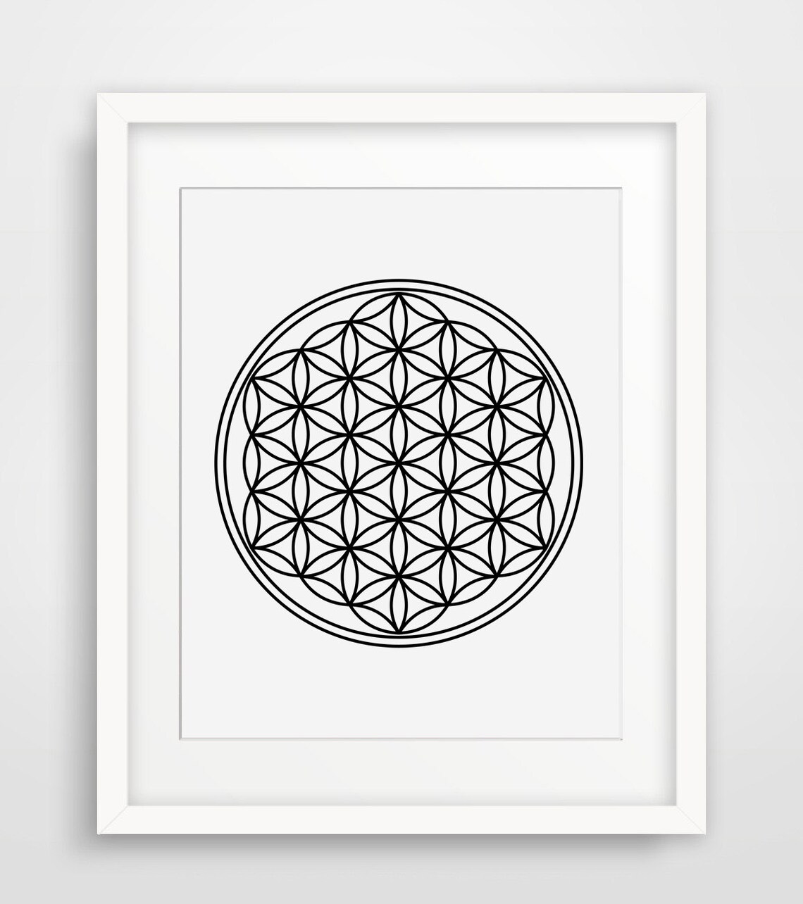 Flower Of Life Sacred Geometry Black White Mandala Zen Wall Art Poster