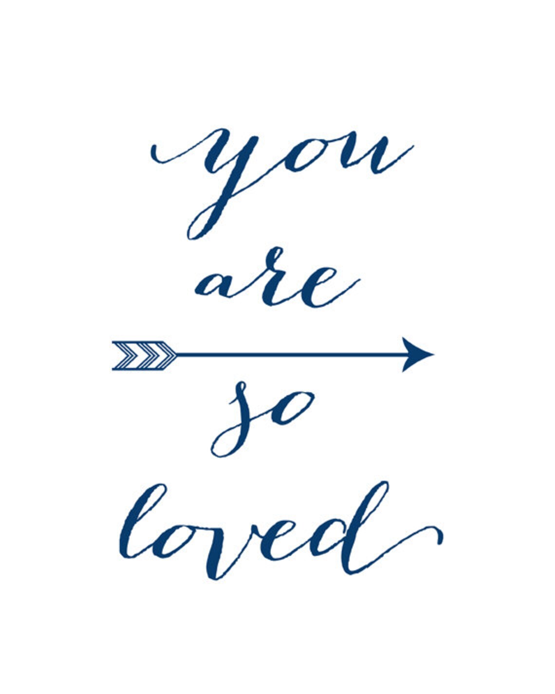 You Are So Loved Navy Script Arrow Quote Nursery Baby Wall Art Poster - Image 2